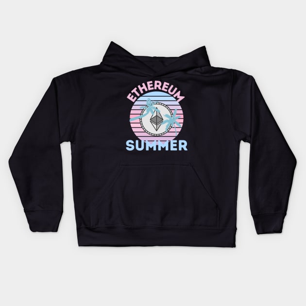 Ethereum Summer Retro Sunset Kids Hoodie by RedSparkle 